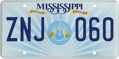 MS license plate ZNJ060
