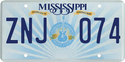 MS license plate ZNJ074