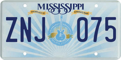 MS license plate ZNJ075