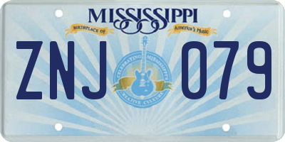 MS license plate ZNJ079