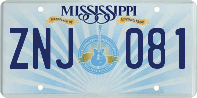 MS license plate ZNJ081