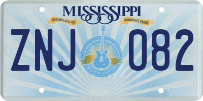 MS license plate ZNJ082