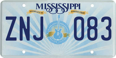 MS license plate ZNJ083