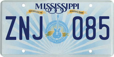 MS license plate ZNJ085