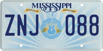MS license plate ZNJ088
