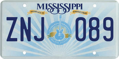 MS license plate ZNJ089