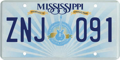 MS license plate ZNJ091
