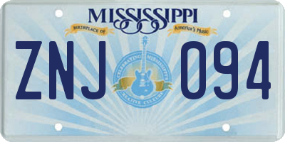 MS license plate ZNJ094