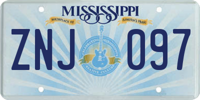 MS license plate ZNJ097