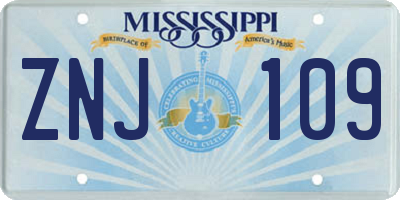 MS license plate ZNJ109