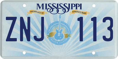MS license plate ZNJ113