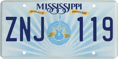 MS license plate ZNJ119