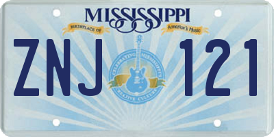 MS license plate ZNJ121