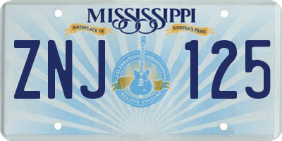 MS license plate ZNJ125