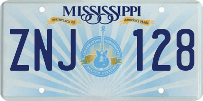 MS license plate ZNJ128