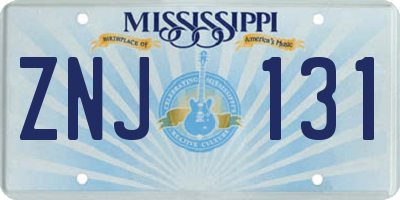 MS license plate ZNJ131