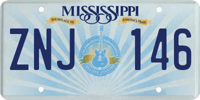 MS license plate ZNJ146