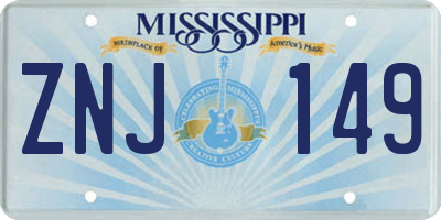 MS license plate ZNJ149