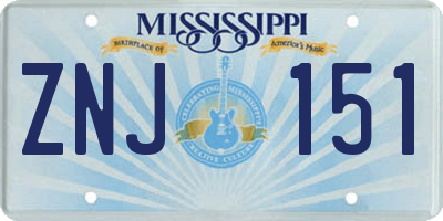 MS license plate ZNJ151