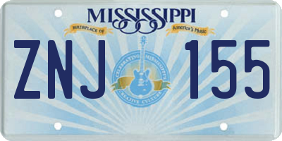MS license plate ZNJ155