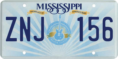 MS license plate ZNJ156