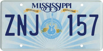 MS license plate ZNJ157