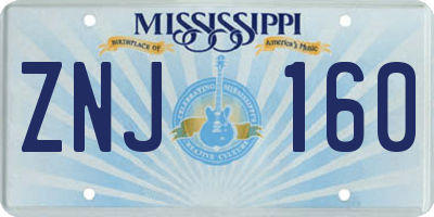 MS license plate ZNJ160