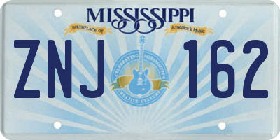 MS license plate ZNJ162