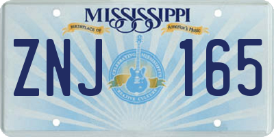 MS license plate ZNJ165