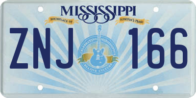 MS license plate ZNJ166