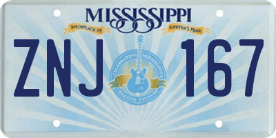 MS license plate ZNJ167