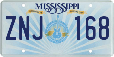 MS license plate ZNJ168