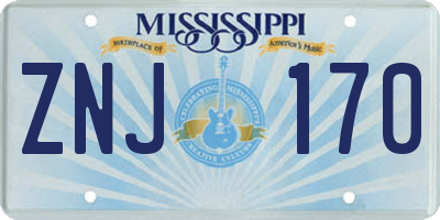 MS license plate ZNJ170