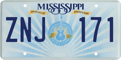 MS license plate ZNJ171