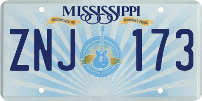 MS license plate ZNJ173