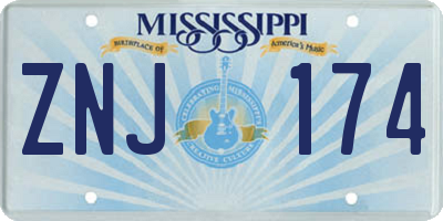 MS license plate ZNJ174