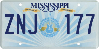 MS license plate ZNJ177