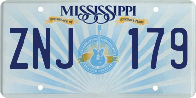 MS license plate ZNJ179