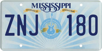 MS license plate ZNJ180