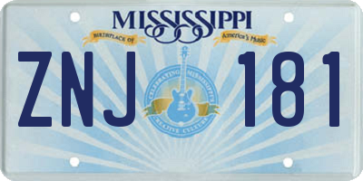 MS license plate ZNJ181
