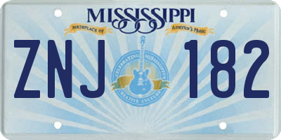 MS license plate ZNJ182