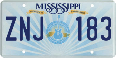 MS license plate ZNJ183
