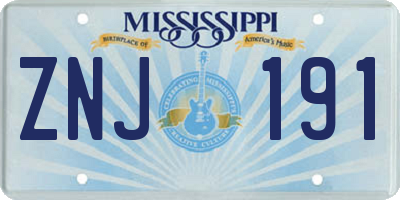 MS license plate ZNJ191