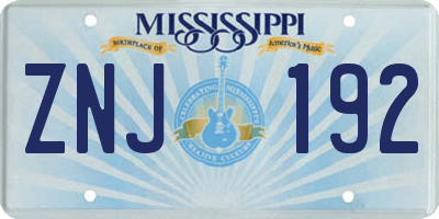 MS license plate ZNJ192