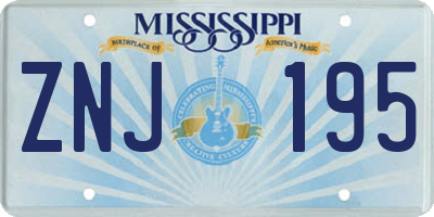 MS license plate ZNJ195