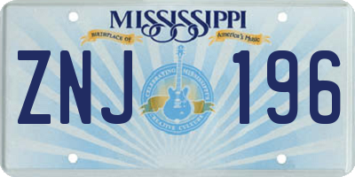 MS license plate ZNJ196