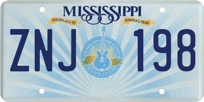 MS license plate ZNJ198
