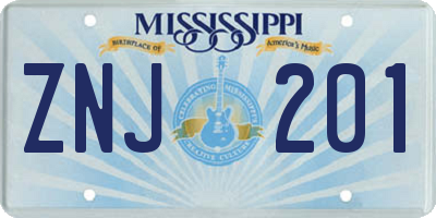MS license plate ZNJ201