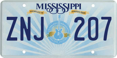 MS license plate ZNJ207