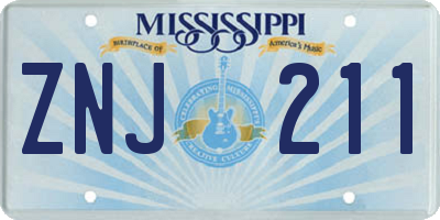 MS license plate ZNJ211
